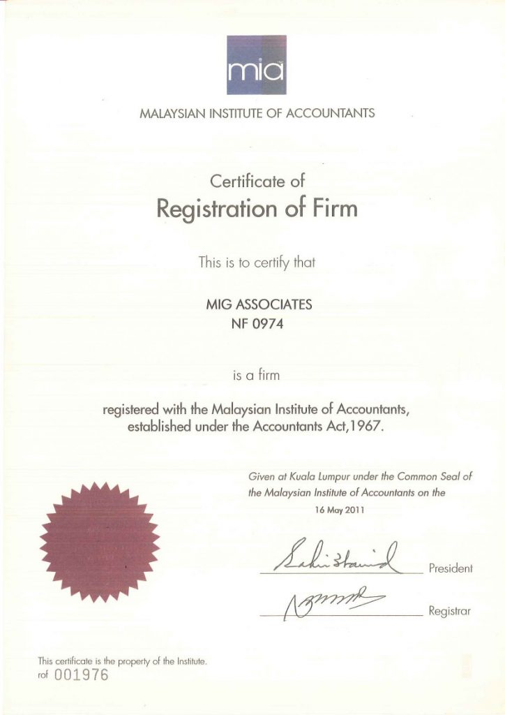 MIG - Registration of Firm