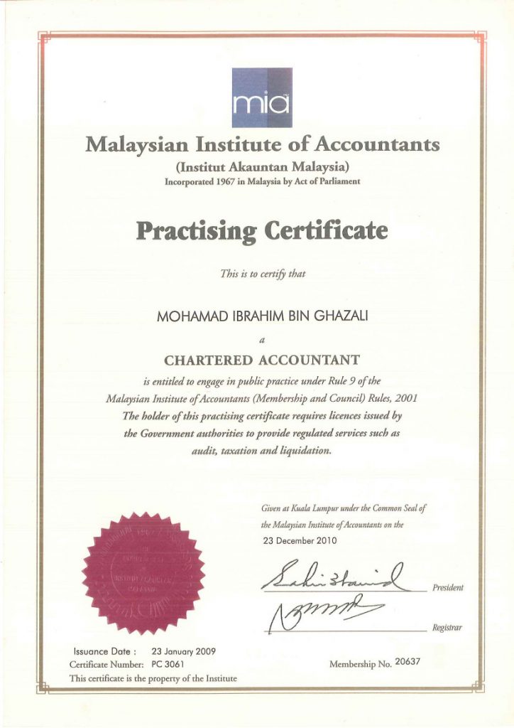 MIG - Practising Certificate